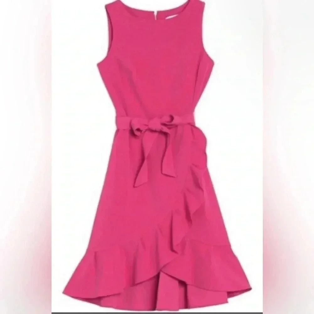 Calvin Klein Sleeveless Ruffle Pink Dress Size 4
